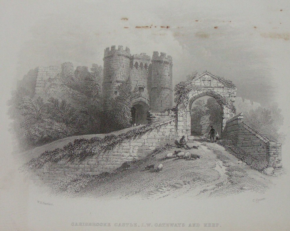 Steel Vignette - Carisbrooke Castle, I.W. Gateway and Keep. - Cousen